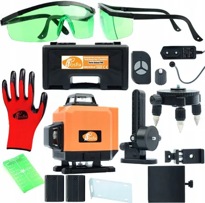 Produktbild von Rosfix Rosfix Orange Tiger 12-Linien-Laser-Wasserwaage ROT12L, grünes Ablesezifferblatt + grüne Schutzbrille + Handschuhe
