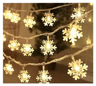 Lichterkette Schneeflocken warmweiß 1,5 m Batterie
