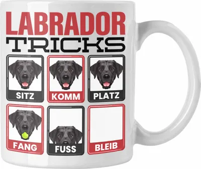 Produktbild von Trendation - Labrador Besitzer Tasse Geschenk Lustiger Spruch Geschenkidee Labrador Tricks Bleib (Weiß)