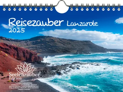Produktbild von Reisezauber Lanzarote DIN A5 Wandkalender für 2025 Arrecife Kanaren Spanien Urlaub Strand Meer Reise - Seelenzauber