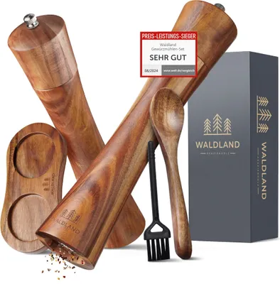 Salz- und Pfeffermühlen-Set aus Holz, 21 cm, Keramikmahlwerk