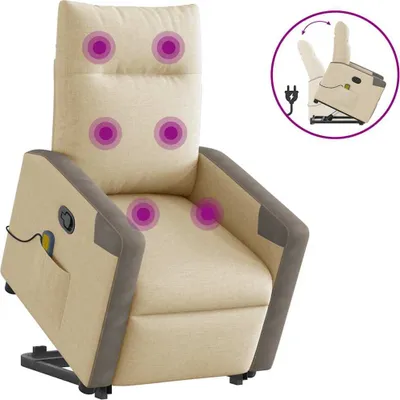 Produktbild von Massagesessel mit Aufstehhilfe Creme Stoff, Klassische Sessel DesignMöbel