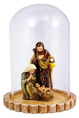 Krippe im Scheinwerfer mit Sockel, Kunstharz, 14 cm