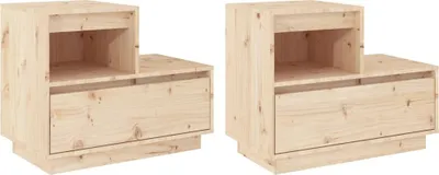 Produktbild von Nachttische 2 Stk. 60x34x51 cm Massivholz Kiefer