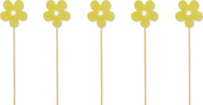 Produktbild von Holz Blumen-Stecker Blüte gelb 5 Stück 7 x 36cm Dekostecker Blumenstab Blumenstab Holzstecker