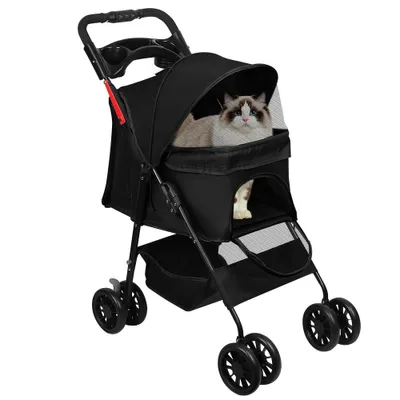 Produktbild von Hundewagen klappbar Transporttasche Hundebuggy bis 20kg Katzenwagen 4 Rad Haustierwagen