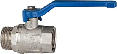 Image de Riegler Vanne à bille "valve line", levier manuel bleu, MS nickelé, FF/FF, G 1 1/2