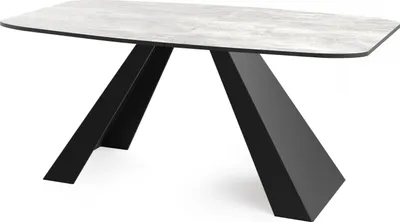 Produktbild von Esstisch Monte im Modern Stil, Rechteckiger Tisch - Ausziehbar von 160 cm bis 200 cm, Pulverbeschichtete Schwarze Metallbeine - 160 x 80 cm - Beton Grau