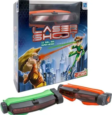 Image de Jeu de Société Laser Shoot MEGABLEU, Duel Laser avec Masques, Jeu d'Action et Réflexe, 6 Ans et Plus