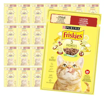 Produktbild von Purina Friskies mit Rindfleisch, 26 x 85 g Nassfutter für Katzen in Sauce