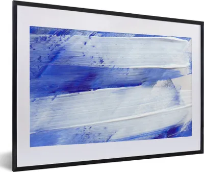 Produktbild von MuchoWow® Gerahmtes Poster Farbe - Design - Blau 60x40 cm - Poster mit Schwarzem Bilderrahmen Wandposter Rahmen Foto Bilder - Schlafzimmer - Plakat in Rahmen - Drucken