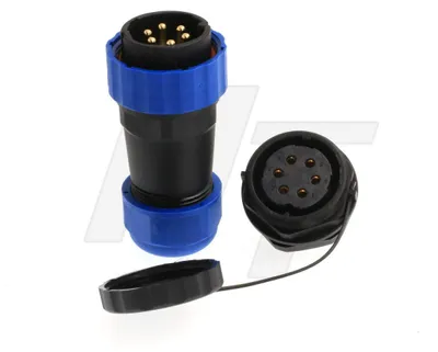 IP68 Stecker-Buchse-Set, 6-polig, 29 mm, Schraubkupplung, 400V/5A