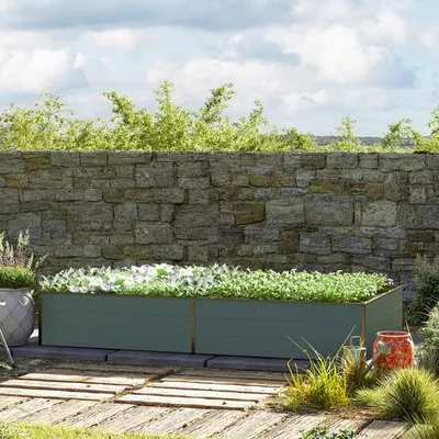 Image de GFP Aluminium Carré potager surélevé HALFSIZE - Bac de jardin stable et peu encombrant en anthracite  - 235 x 119 x 39 cm