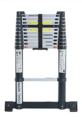 Produktbild von MARK TOOLS PRO Teleskopleiter 3,2 m – Aluminium – mit Stabilisierungsbalken – inklusive GRATIS Tragetasche