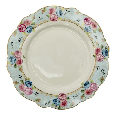 Produktbild von Clayre & Eef Speiseteller Ø 28 cm Blau Weiß Keramik Blumen