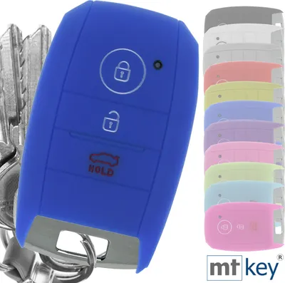 Produktbild von Auto Schlüssel Hülle Silikon Schutz Cover Blau kompatibel mit KIA Picantio Rio Ceed Soul Sportage Stonic 3 Tasten KEYLESS SMARTKEY