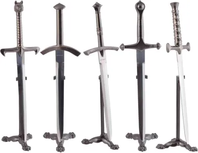 Produktbild von 5er Set Brieföffner War of Thrones mit Ständern, Stahlklingen gebliestert