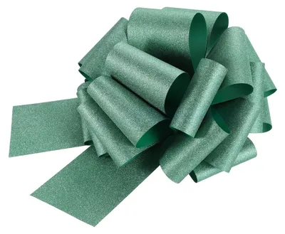 Glitzer-Zugschleife 30 cm x 40 cm, Grün, für Geschenke & Dekoration