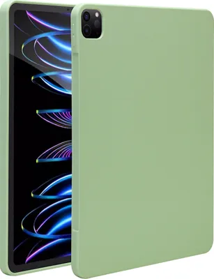 Produktbild von Accezz Liquid Silicone Back Cover mit Stifthalter iPad Pro 12.9 (2022) / Pro 12.9 (2021) / Pro 12.9 (2020) - Hellgrün