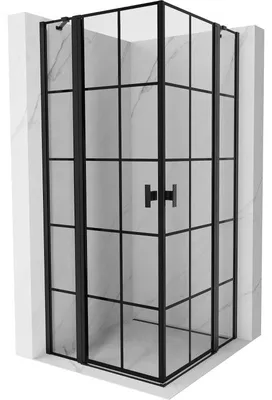 Obrázek produktu pro Mexen Mist Duo sprchový kout s otočnými dveřmi 95 x 95 cm, černá mřížka, černá - 8A4-095L-095P-70-77