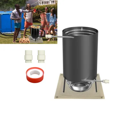 Produktbild von XMTECH Brennholz Poolheizung Edelstahl Poolheizung Feuertonne Pool Heizung mit Feuer Pool beheizt Feuer Eimer Ø36/38mm Anschlüsse, Schwarz