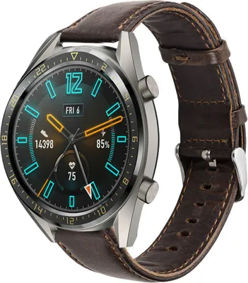 Produktbild von Strap-it Huawei Watch GT 2 Lederarmband (Dunkelbraun)