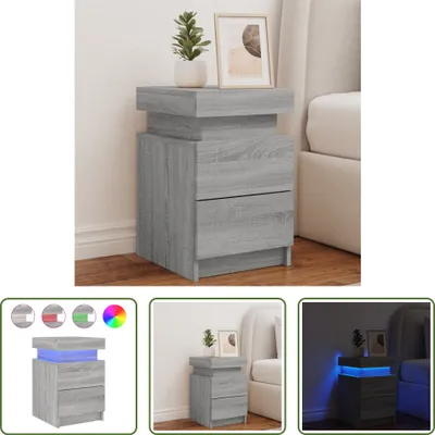 Obrázek produktu pro The Living Store Noční stolek s LED světly Grey Sonoma 35x39x55 cm