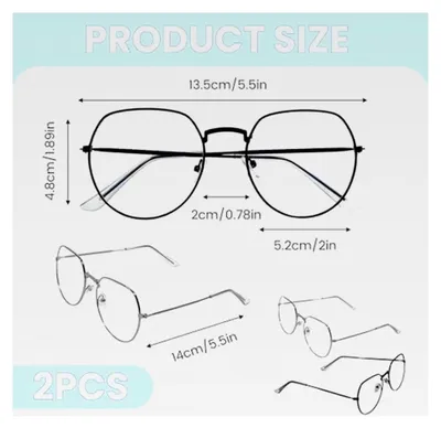 Produktbild von 2 Stücke Damenbrille ohne Sehstärke, Herrenbrille ohne Sehstärke, Fake-Brille