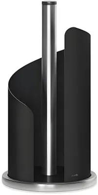 Produktbild von PolkaHome® Mattschwarzer Küchenrollenhalter aus Edelstahl, 30 x 15 cm