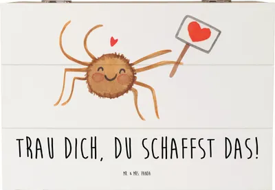 Produktbild von Mr. & Mrs. Panda Schatulle Angst überwinden 22 x 15 cm - Weiß - Geschenk, Holztruhe, Erinnerungskiste, Trau dich, Gefühle, Zuversicht, Vertrauem, Liebe, schatztruhe