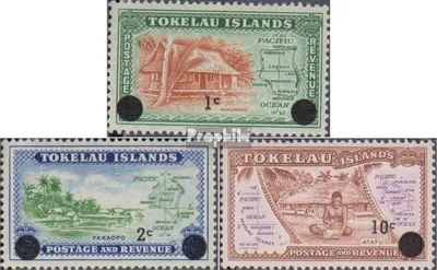 Produktbild von Briefmarken Tokelau 1967 Mi 6-8 (kompl.Ausg.) Jahrgang 1967 komplett postfrisch Aufdruckausgabe