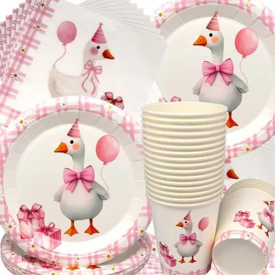 Immagine prodotto di Set di stoviglie per feste – tema cigno elegante – per 20 ospiti