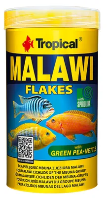 Image de Nourriture en flocons Tropical Malawi Flakes 250 ml Nourriture pour cichlidés avec une plus grande proportion de plantes