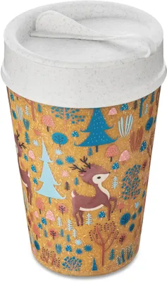 Immagine prodotto di Koziol Thermobecher Iso To Go Oh My Dear, Isolierbecher, Becher, Kunststoff, Nature Wood / Organic White, 400 ml, 7012119