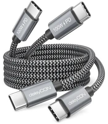 Produktbild von deleyCON 2x 1,5m USB C Kabel (100W Schnellladekabel) PD 3.0 - C auf C - Ladekabel für iPhone 17 16 15 Pro Max Air Galaxy A16 A26 A56 S26 S25 S24 Pixel iPad MacBook AirPods Tablet Switch PS5