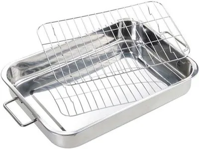 Produktbild von Famanu Bratpfanne aus Edelstahl - Ofenblech mit Grillrost