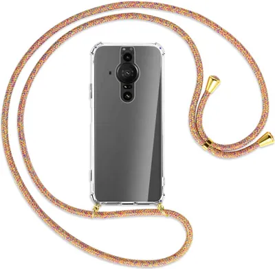 Produktbild von Handykette Backcover-Schutzhülle mit Band (Metall goldfarben) für Sony Xperia PRO-I - Rainbow