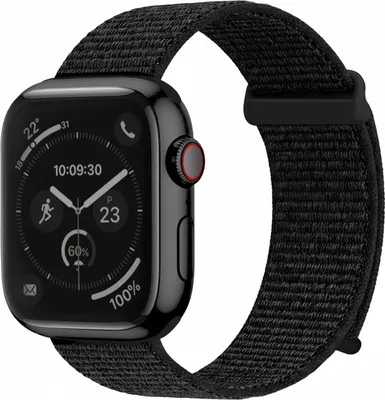 Produktbild von Smartwatch Armband für Apple Watch Series 5 40mm Nylon Textil Band Ersatzband Wechselband Klettverschluss flexibel atmungsaktiv Schwarz
