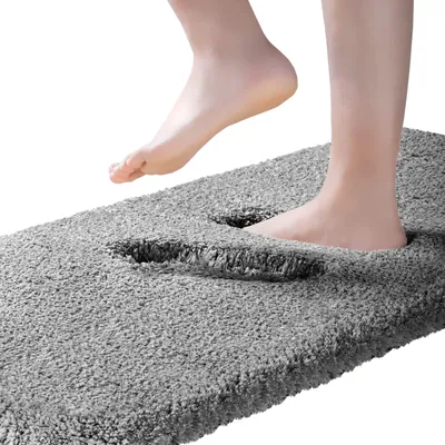 Image de Tapis de bain extra épais et antidérapant, tapis de bain extra long, tapis de bain ultra-doux, tapis de bain en microfibre très absorbant, tapis de bain, 50 x 122 cm, gris foncé