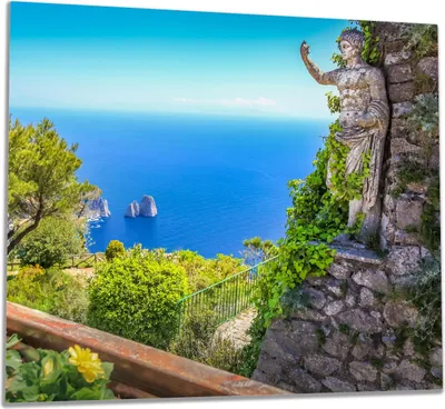 Produktbild von Wallario Herdabdeckplatte aus Glas, Größe 60 x 52 cm 1-teilig, Motiv Mediterraner Ausblick