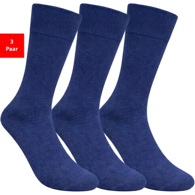 Produktbild von Gesundheitssocken Socken ohne Gummibund & Naht – Komfort Baumwolle Damen Herren - Blau 39-42 3 Paar