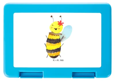 Produktbild von Mr. & Mrs. Panda Brotbehälter Biene Happy - Weiß - Geschenk, Bento Box, Bentobox, Snackbox, Frischhaltedose, Butterbrotdose, Vorratsbehälter