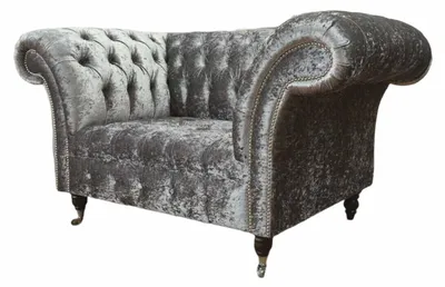 Obrázek produktu pro Chesterfield Křeslo Design Čalounění Pohovka Gauč Chesterfield Textilní stříbrná
