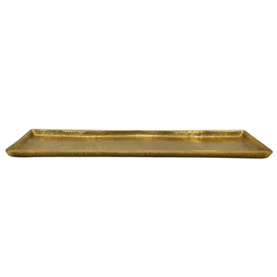 Produktbild von Tablett Deko Metall 44x13 cm gold Kerzentablett Dekotablett Dekoschale rechteckig
