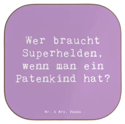 Produktbild von Mr. & Mrs. Panda Untersetzer für Gläser Spruch Patenkind Wunder - Lavendeltraum - Geschenk, Getränkeuntersetzer, Geschenkideen, Coaster, Fürsorge, Tischuntersetzer