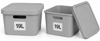 Produktbild von Plastard Aufbewahrungsbox mit Deckel 2er-Set 19 Liter in Grau