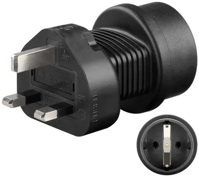 Immagine prodotto di goobay adattatore di rete UK a 3 pin nero (sfuso)