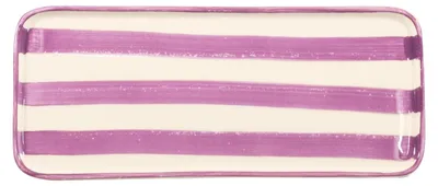 Immagine prodotto di Lido Set 2 Piatti Rettangolari Serie Righe in Vetroceramica Artigianale Colore Viola Fatti a mano in Italia Design Moderno Elegante per la Tua Tavola
