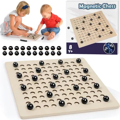Produktbild von Schachspiel mit Holzbrett, magnetisch, 20 Figuren, fördert strategisches Denken