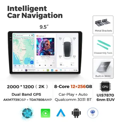 Produktbild von Multimedia-Autoradio – Carplay-Radio – Android Auto-System – Unterhaltungssystem für das Auto – 2-DIN-Autoradio